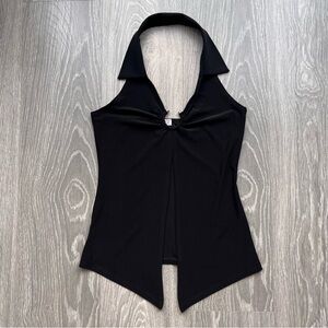 Y2K Black Halter Top